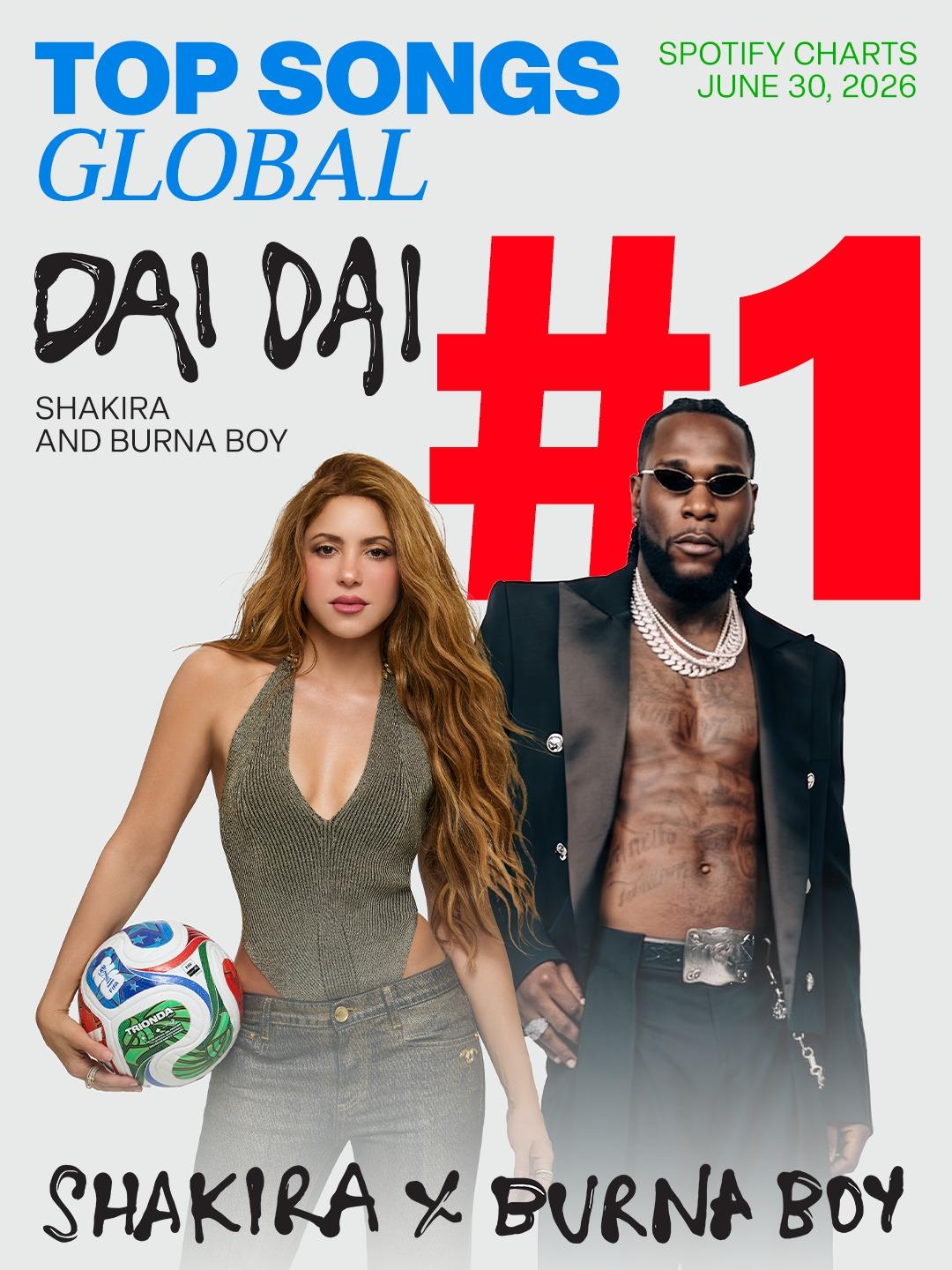 Shakira y Burna Boy alcanzan el número uno global con “Dai Dai”, la canción oficial de la Copa Mundial de la FIFA 2026™